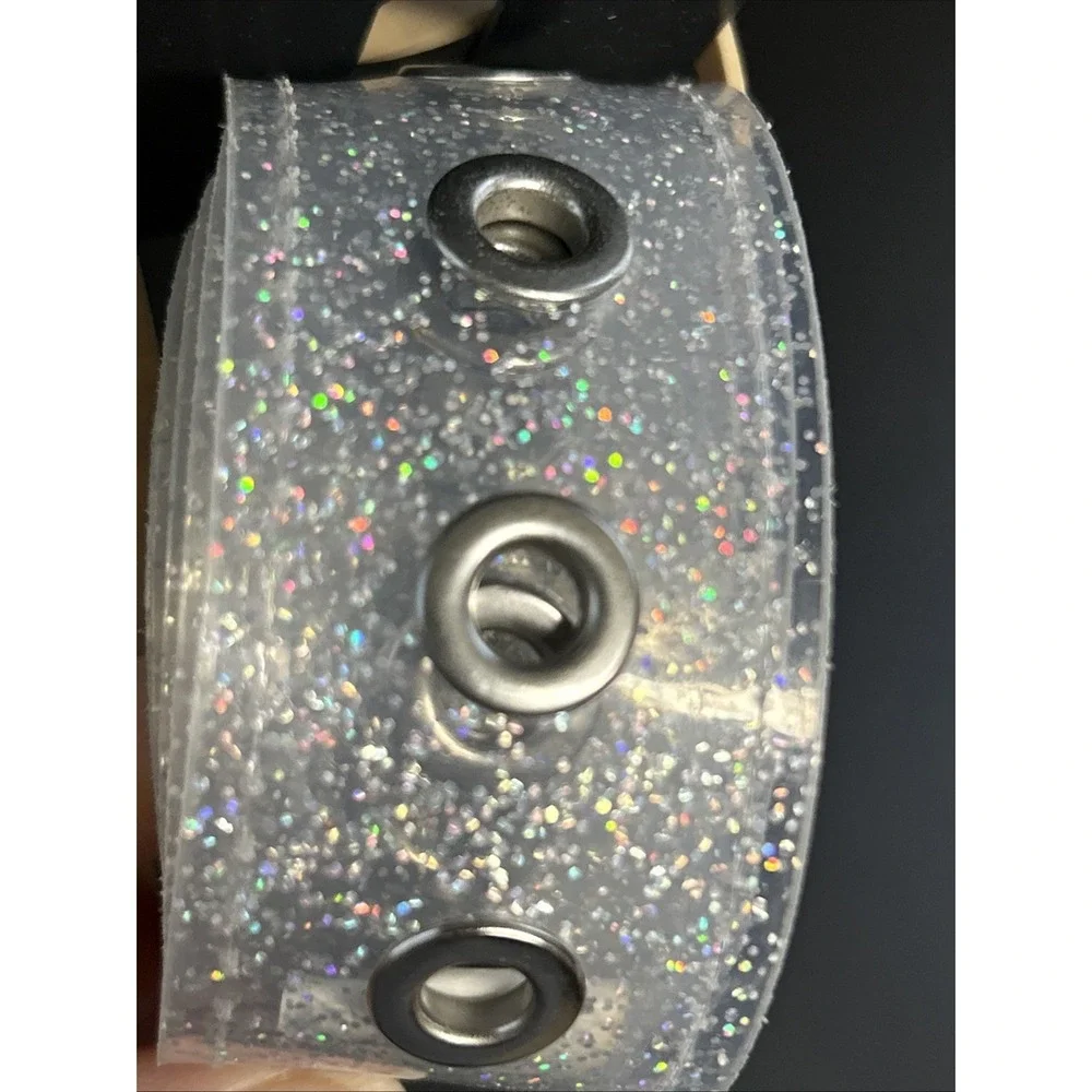NOBO NWT Women's S/M‎ Clear Belt With Multi Color Glitter Rave Clubbing Goth